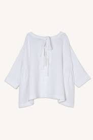 Ela Linen Top with Smock and Tie Detail White