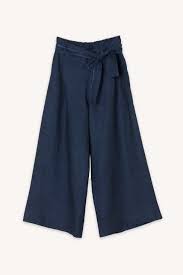 Porcelain Belted Mata Linen Crop Pant