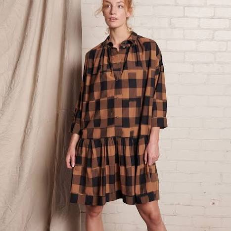 Amna Dress Bronze Plaid